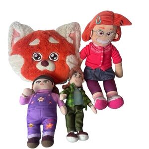 Disney Pixar Turning Red Lot Of 4 Meilin Lee Plush Doll 18” Reversible Face